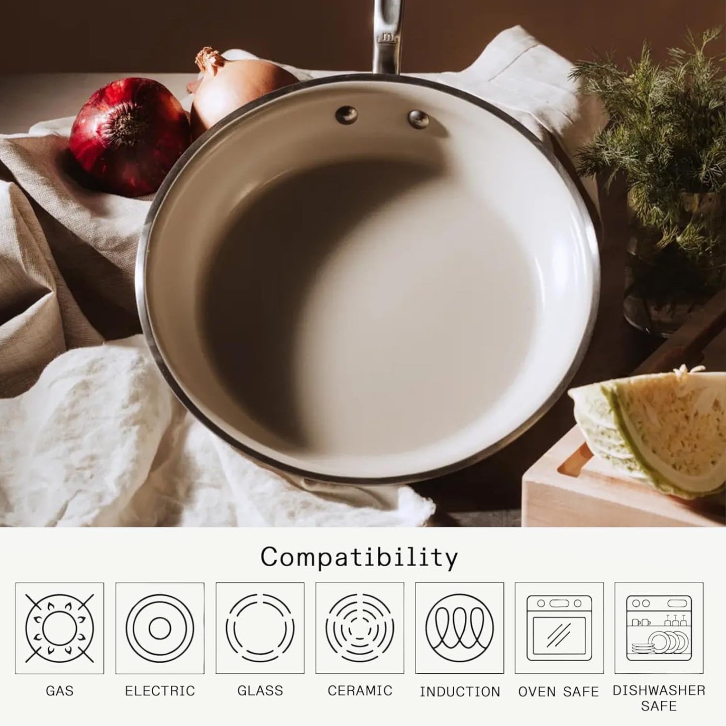 Made In Cookware | 8" Ceramic Non Stick Frying Pan (Stainless Handle) | 5-Ply Stainless Clad with Stay-Cool Handle | Professional Cookware | Crafted in USA | Induction Compatible