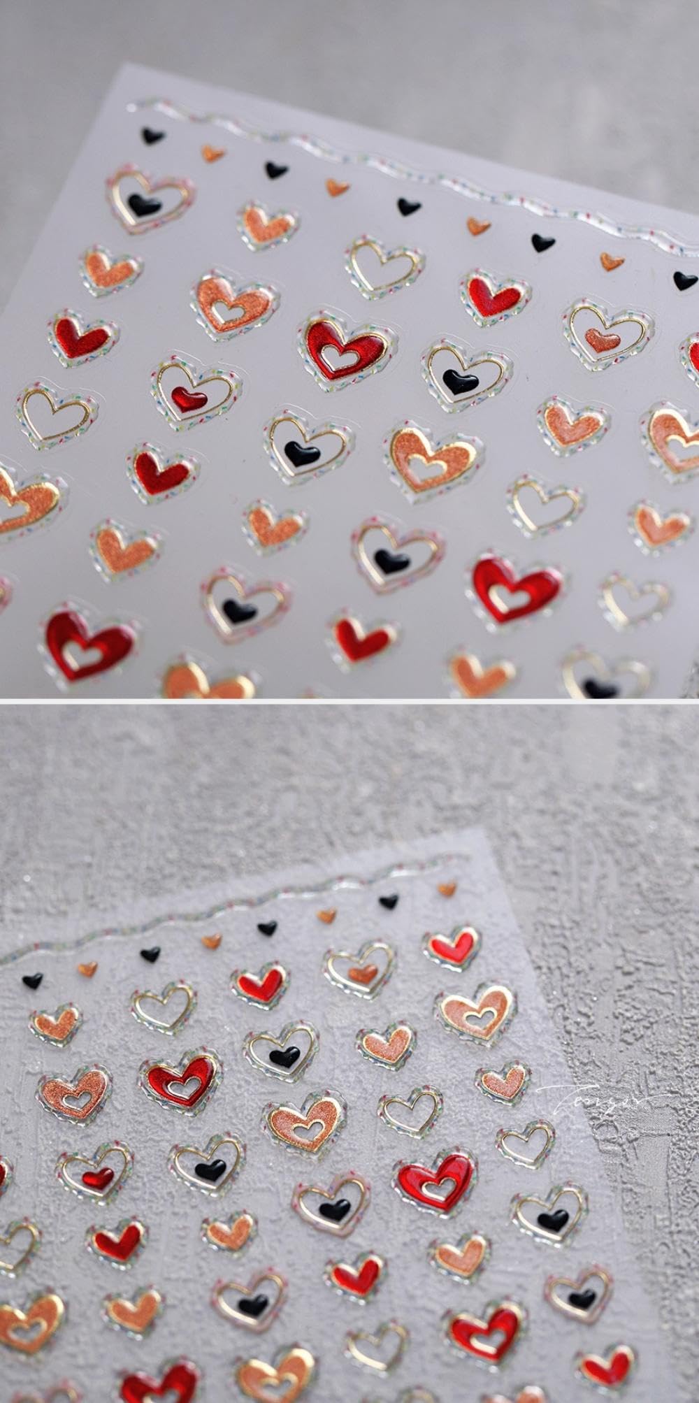 5D Embossed Heart Nail Stickers Valentines Day Nail Art Stickers Self-Adhesive Pink Red Orange Heart Nail Decals for Acrylic Nails Valentine’s Sticker for Women Girls Manicure DIY