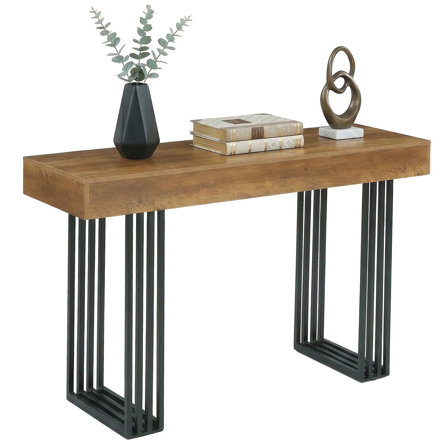 LITTLE TREE 63" Bar Table, Bar Height Table with 39.37" High Metal Frame, Industrial Counter Height Table for Coffee Shop, Bistro, Living Room (No Chair)