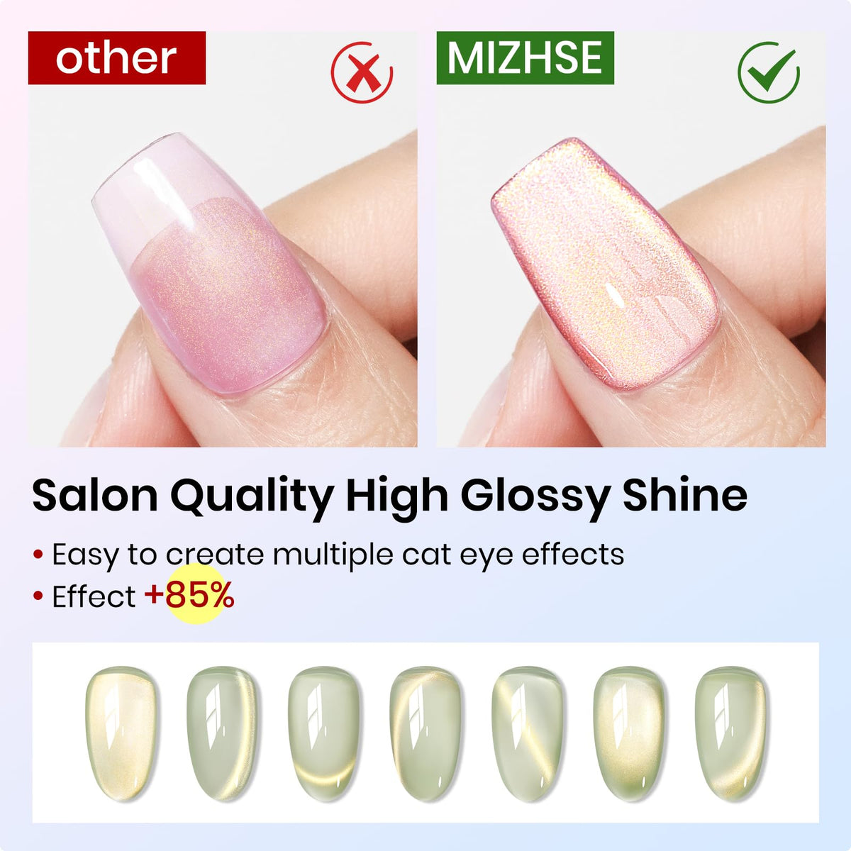 MIZHSE Cat Eye Gel Nail Polish Set, 6 Colors Dawn Ceramic Magnetic Gel Polish with Magnet Stick, Trendy Salon French Nail Polish Kit DIY at Home Gift Set for Women