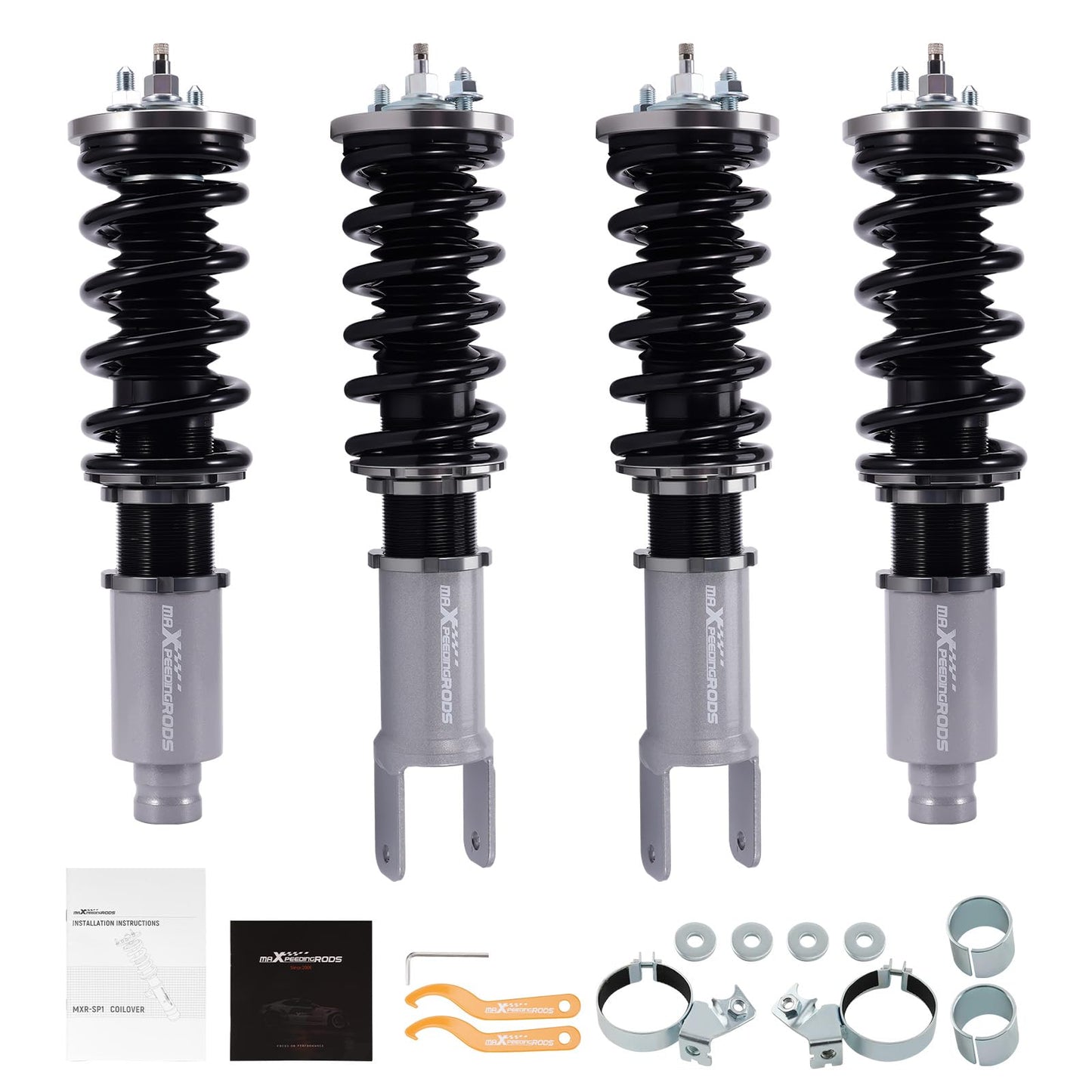 maXpeedingrods Coilovers for Honda Civic 1988-2000, for Honda CRX 1988-1991, for Delsol 1992-1995, for Acura Integra 1990-2001, 24 Levels Damper Adjustable Coilovers Suspension Lowering Kit