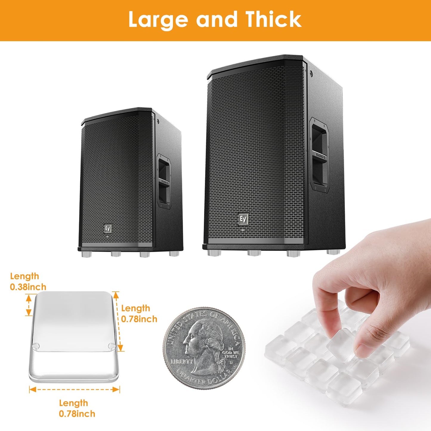 Rubber Feet for Cutting Board, 20PCS Rubber Bumpers Self Adhesive, Clear Rubber Bumper Pads, Square Adhesive Bumper Pads for Speakers, Laptop, Appliances 0.78" x 0.38"""