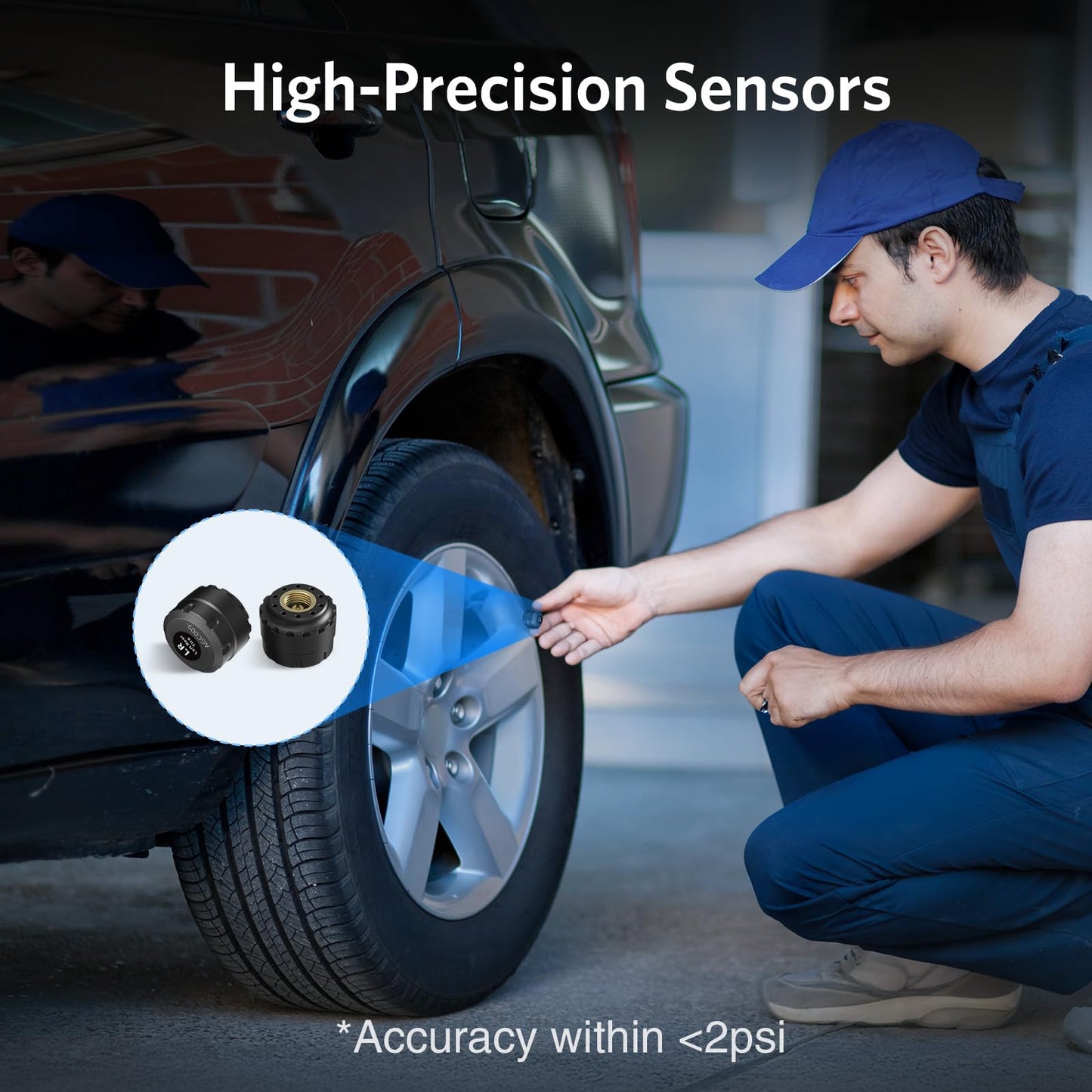 Tymate TM9 Tire Pressure Monitoring System, Compact Wireless Solar TPMS with 4 External Sensors & 6 Alarm Modes, Install on Windshield, Colorful Display, Ideal for RV SUV MPV Truck Sedan (0-87 PSI)