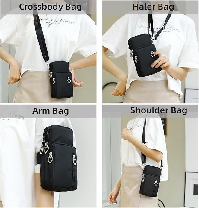 JANKS Small Crossbody Bag for Women - Mini Phone Purses with Crossbody Strap and Wallet - Nylon Arm Bag