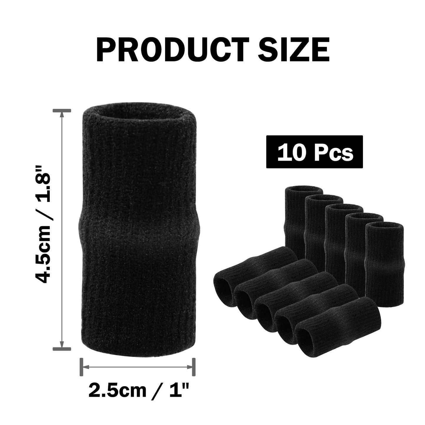 uxcell 10PCS Sport Finger Sleeves Protectors, Elastic Thumb Brace Compression Covers for Trigger Finger, Breathable Finger Splints Support for Relieving Pain 1.8" × 1"""