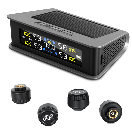 Tire Pressure Monitoring System, RV Tire Monitoring System with Solar Charge Tire Pressure Monitor Real-Time Display 2025 Updated tire pressure monitor system Interior Temperature Display for Rv Suv