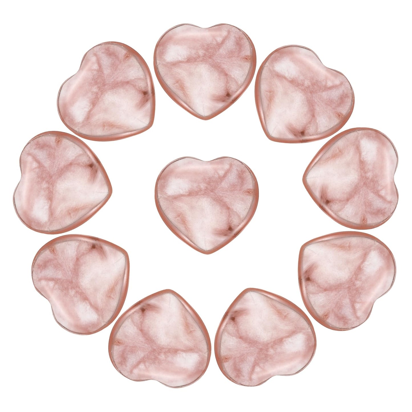 PATIKIL 10Pcs Natural Heart Shaped Crystal Stone, 0.8" Polished Love Gemstone Crystal, Pocket Rock Engraved Worry Stones for Women Valentines Gift Meditation 0.24" Thick, Watermelon Quartz