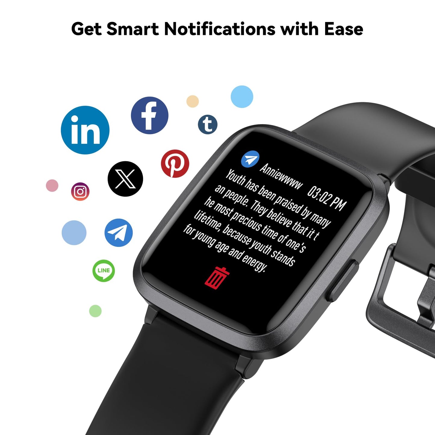 LIVIKEY Fitness Tracker Watch with Heart Rate Monitor, Activity Tracker with Pedometer, Sleep Monitor, Calories & Step Counter, IP68 Waterproof Smart Watches for Women Men Fitness Watch for Sports