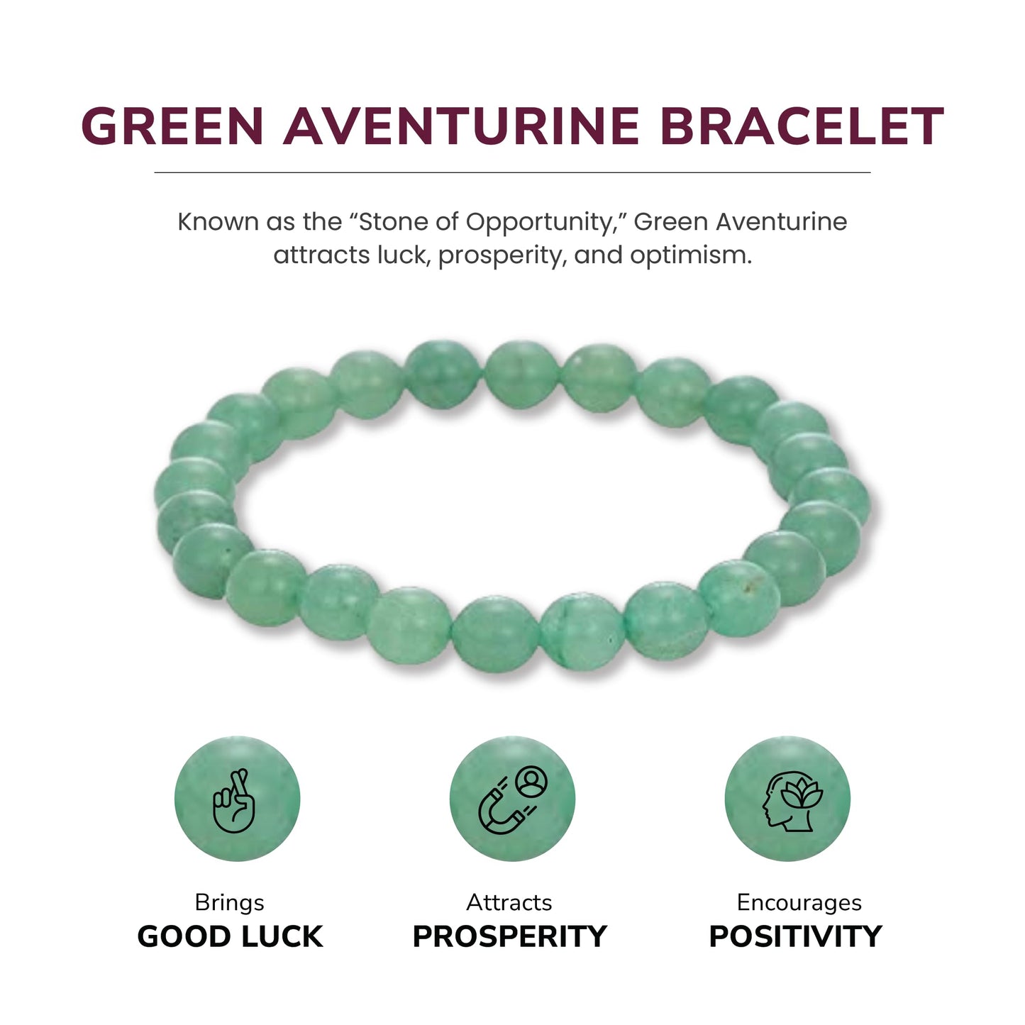 Crystal Vibe Natural Green Aventurine Bracelet - Wealth Bracelet - Money Bracelet for Prosperity - Healing Crystal Beaded Bracelet for Women Men - Adjustable Size