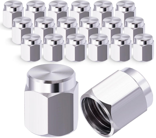 MEAJOO 20PCS Metal Brass Tire Valve Stem Caps, with O-Ring Rubber Seal, Universal Tire Valve Stem Covers for Cars, SUV, Trucks, Bikes, Motorcycles, Bicycles(Silver)