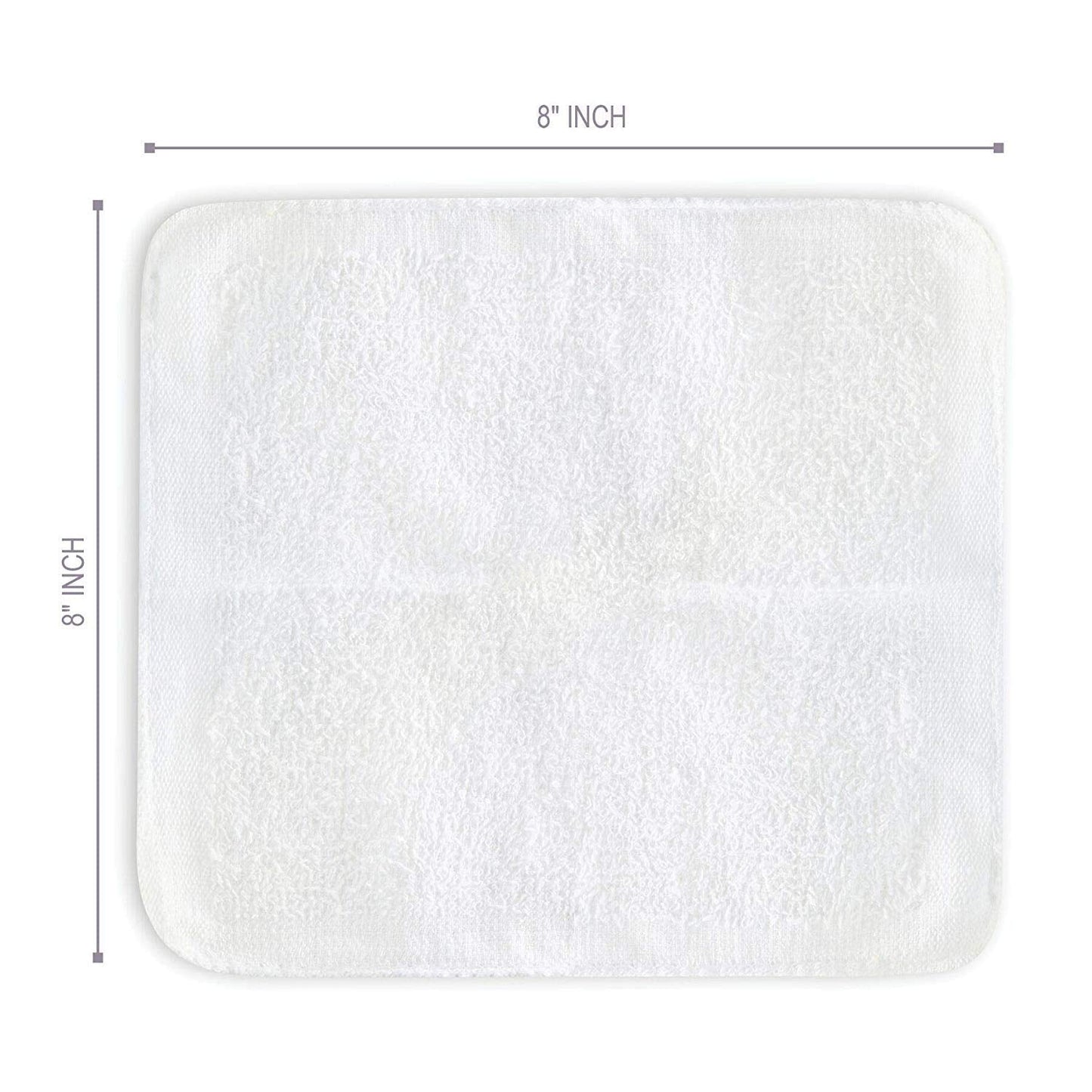 FabbPro Oshibori Moist Terry Cotton Refreshment Towels (25 Pack, 8 x 8 Inches) - White Pre-moistened Towels to Use Hot or Cold (Unscented)