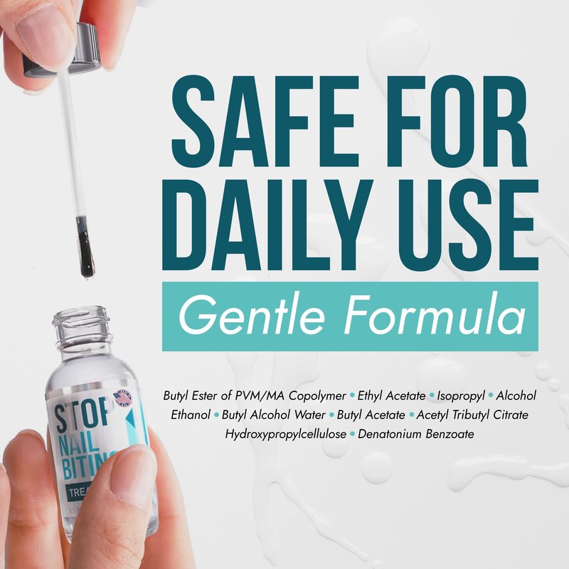 Stop Nail Biting Treatment for Kids & Adults – Bitter Taste No-Bite Nail Polish, Thumb Sucking Deterrent, Non-Toxic Safe Formula, Supports Healthy Nail Growth – 0.5 fl oz