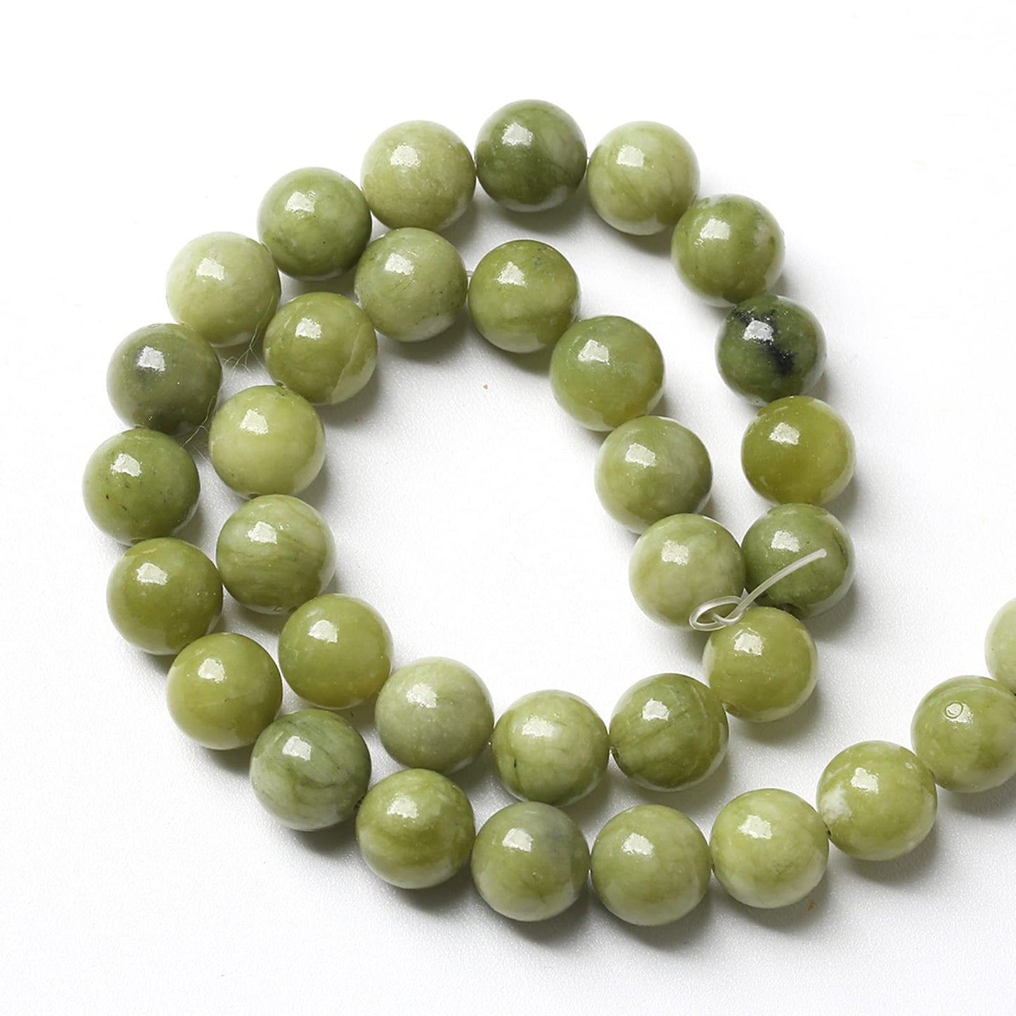 8MM 45PCS Natural Stone Chinese Green Jade Loose Beads for Jewelry Making DIY Bracelet Necklace 1 Strand