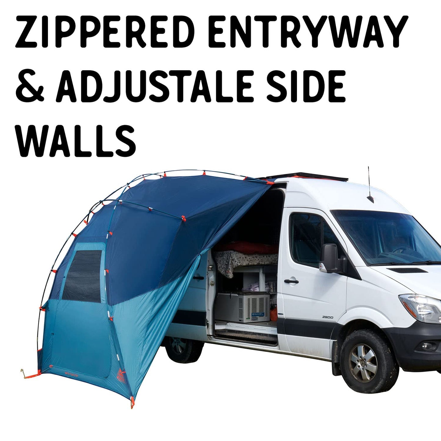 Kelty Backroads Shelter Universal Mounted Car Camping Shelter with Zippered Entry, Sturdy Frame, Protection from Elements, UV, Stuff Duffel Included