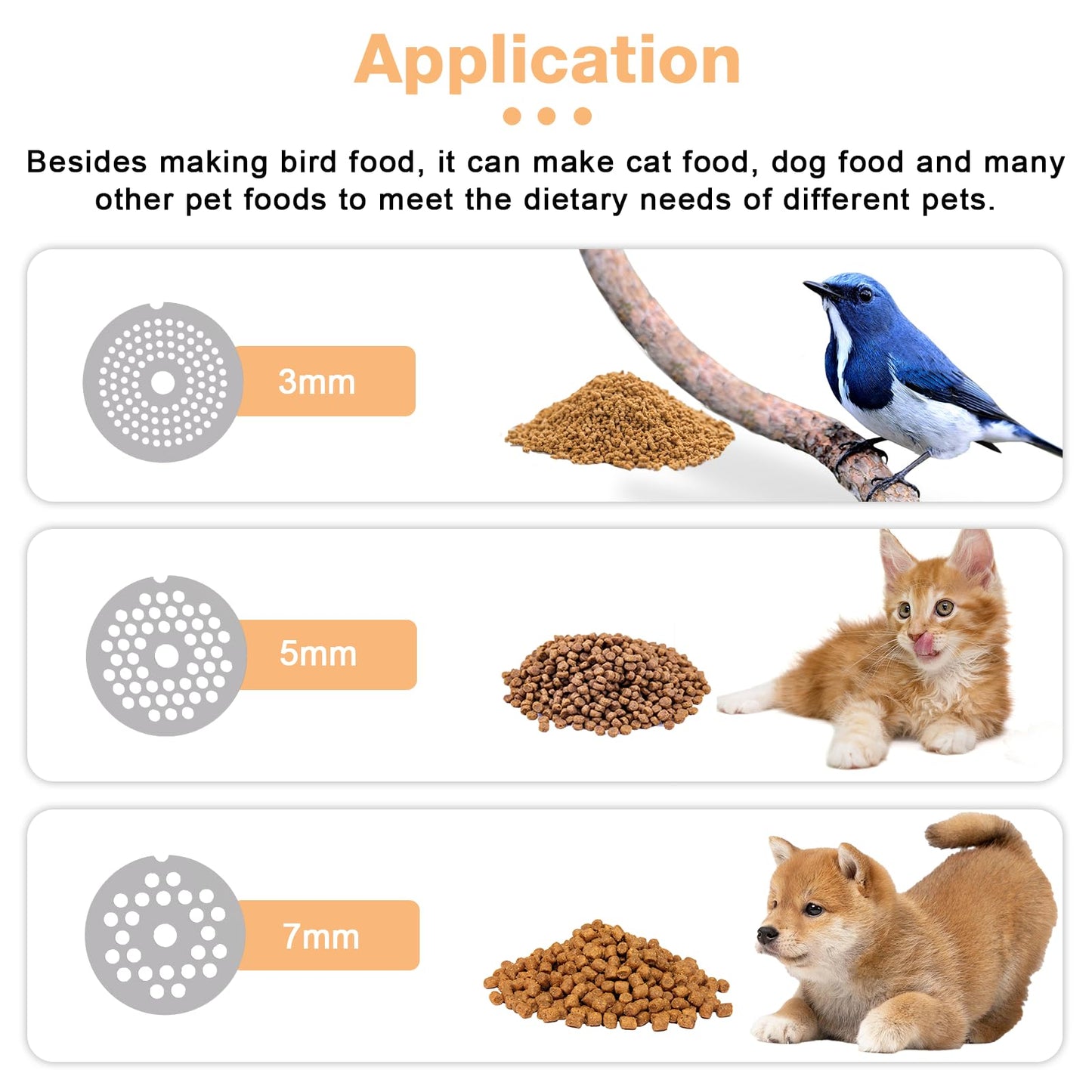 YUCHENGTECH Comercial Electric Animal Feed Pellet Machine Pet Food Pellet Machine 1500W for Commercial Mass Production Dog Cat Bird Feed with 3mm/5mm/7mm Molds 110V