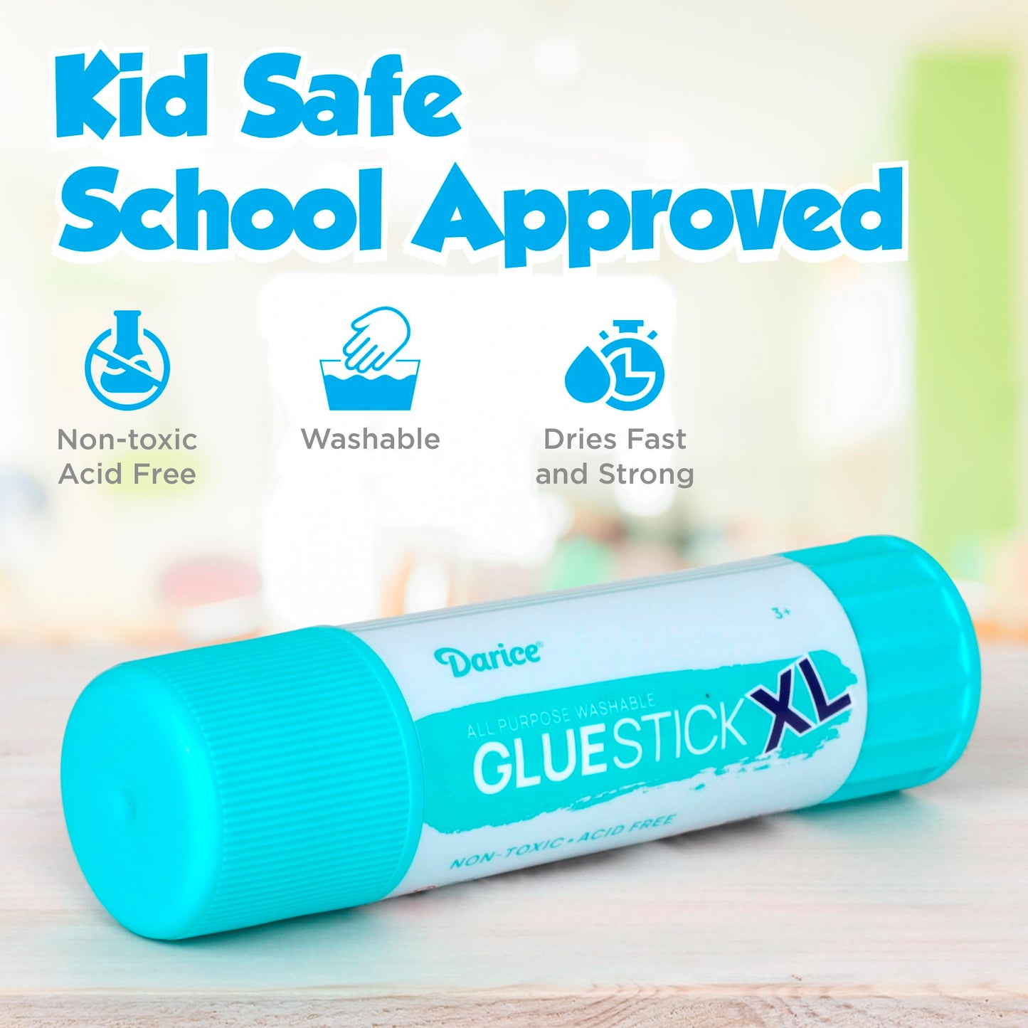 Darice Giant Glue Sticks, Large 115-gram/4.05oz Jumbo XL Glue Stick - Washable, Non-Toxic - Classroom School Supplies - 6 Pack