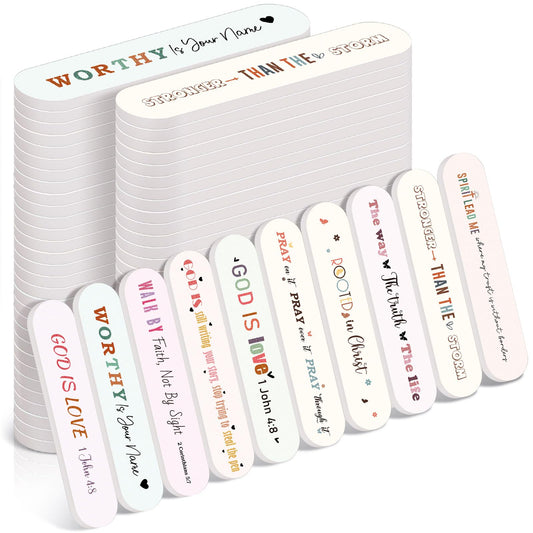 Lanties 50 Pcs Christian Gifts for Women Bulk Christian Nail File Bulk with Bible Scripture Religious Gift Mini Emery Board Nail Files for Teacher Employee Appreciation