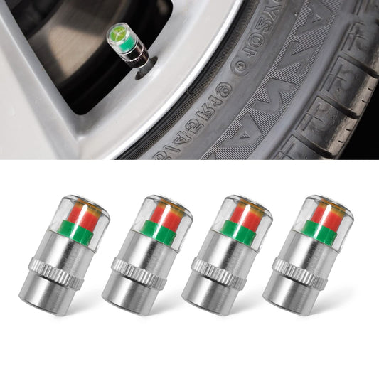 4pcs Tire Pressure Monitor Valve Stem Caps, Universal 32PSI Car Tire Pressure Monitor Valve Stem Caps Sensor Indicator, 3 Colors Alarm Tire Indicator