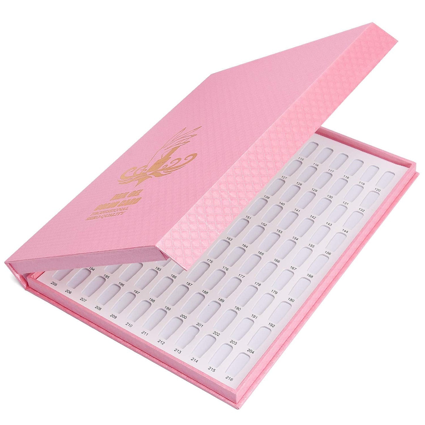 Noverlife 216 Nail Colors Chart Display, Nail Gel Polish Display Book with 216 False Nail Tips, Professional Salon Nail Color Swatches Nail Practice Card Board
