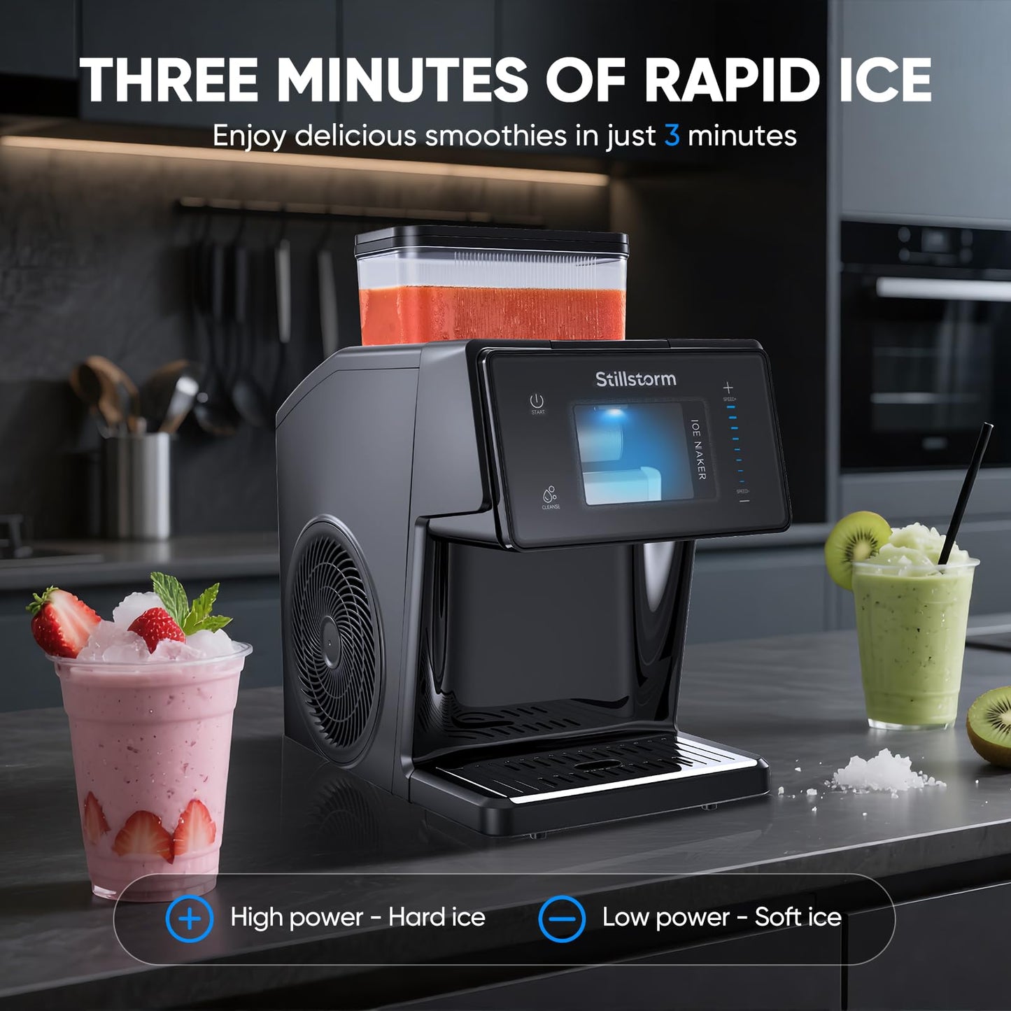 Stillstorm Shaved Ice Machine Snow Cone Maker No Ice Needed，Snowflake Machine with RapidChill Technology, Auto-Clean SUS304, Adjustable Speed Snowflake Maker for Home, Party, Bar...