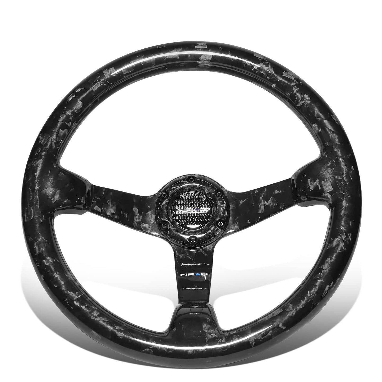NRG Innovations NRG-ST-036FC Forged Carbon Fiber Light Weight Steering Wheel 350mm 3'Deep Dish, Gloss Black, 6 X 70 PCD