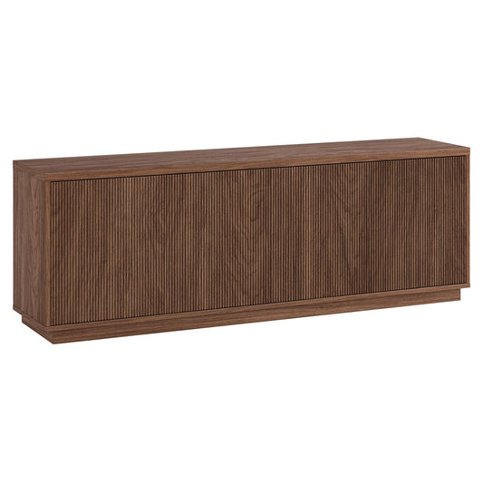 Henn&Hart Fluted TV Stand for TVs up to 75" with 2 Concealed Ribbed Storage Cabinets and Adjustable Shelves for Living Room, Family Room, or Office, Medium Walnut