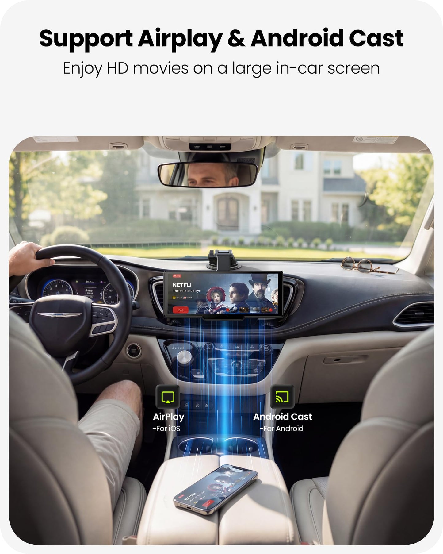 Avaett 9.26" Portable CarPlay Screen for Apple Carplay & Android Auto with 4K Dash Cam & HD Backup Camera, Wireless Car Play with Strongest Bluetooth 5.2, OTA Updates, Voice Control, GPS Navigation
