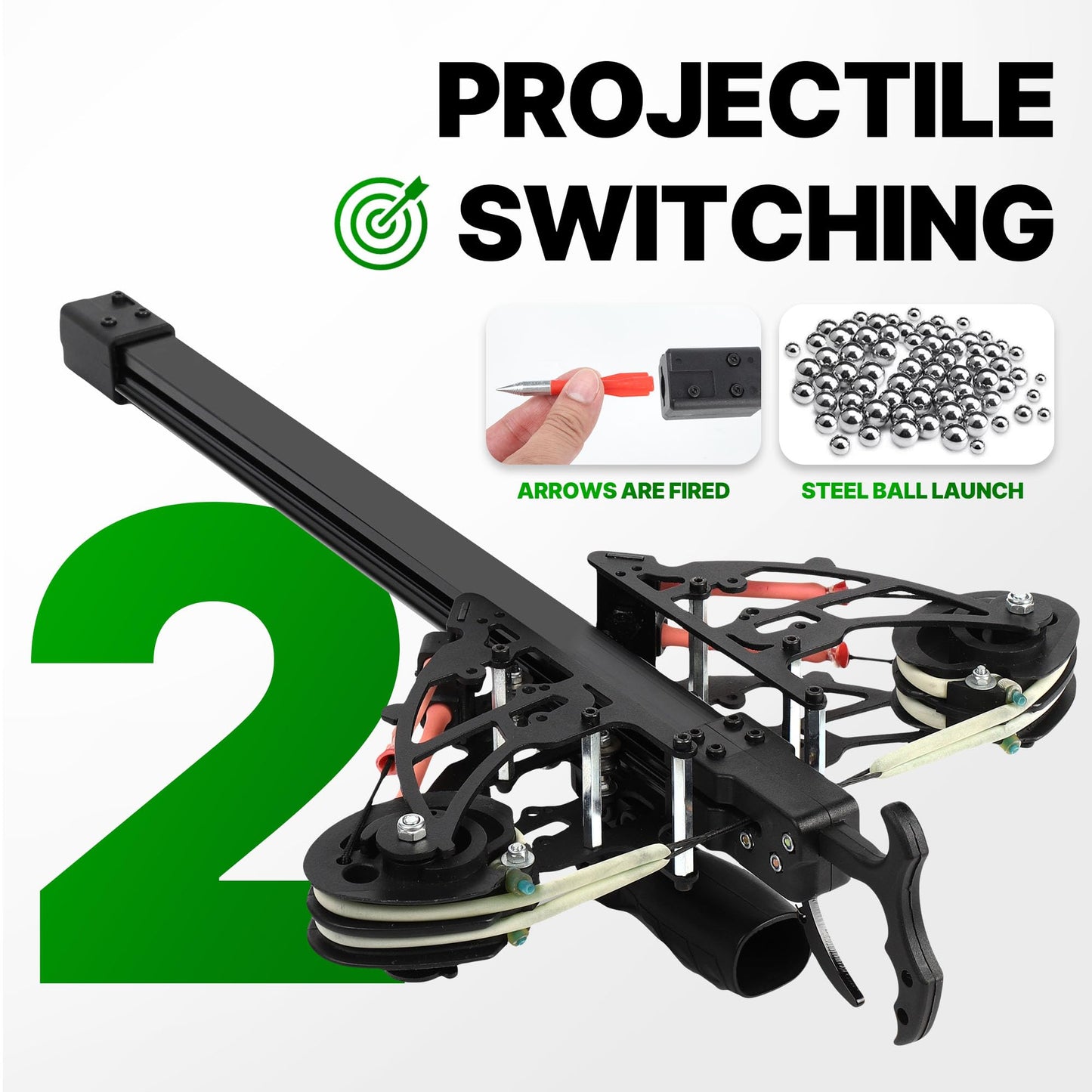 Compact Compound Bow Kit for Adults & Teens – 40 Rounds Repeating Sling Bow for Steel Balls and Arrows, Folding Design with Sight Mount, 100M Max Range, for Target Practice & Outdoor Hunting
