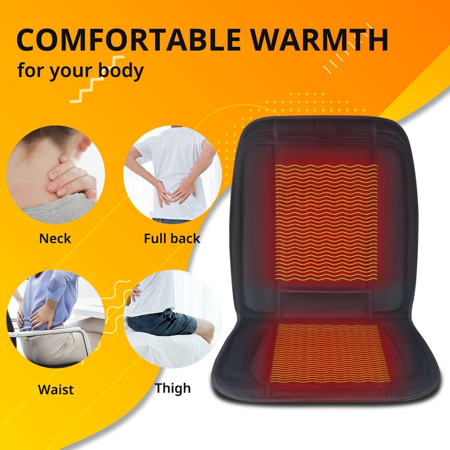 CARSHION Heated Seat Cover 22“ Wide with Fast Heat Large Size Warmer for Winter