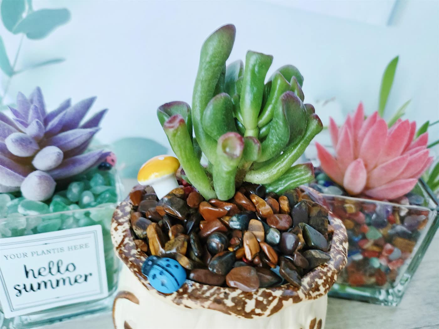 ZHIYUXI Tigers Eye Crystal Vase Filler Crystal Chips Stone for Decoration Succulent Plants Vase Fish Tank Gravel Crushed Crystals Chips Gemstone Polished Healing Crystals Quartz Home Decor Gem Stones
