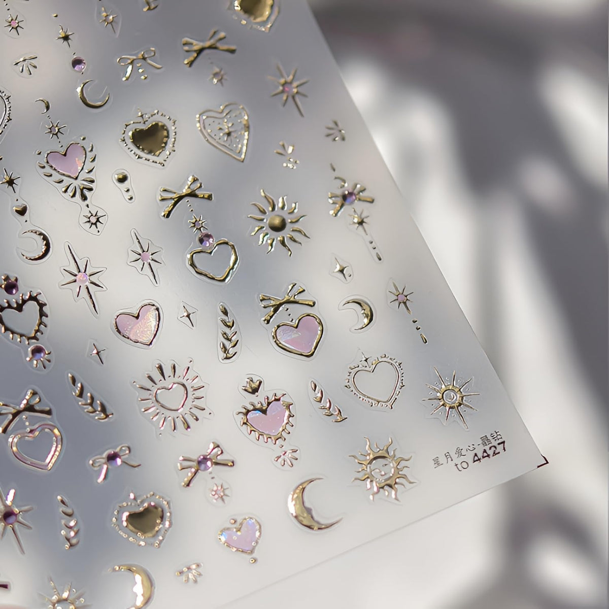 Star Nail Art Stickers 5D Embossed Moon Heart Nail Decals Pink Gold Nail Stickers for Nail Art Rhinestone Nail Design Supplies for Women Girls DIY Acrylic Nails Accessories