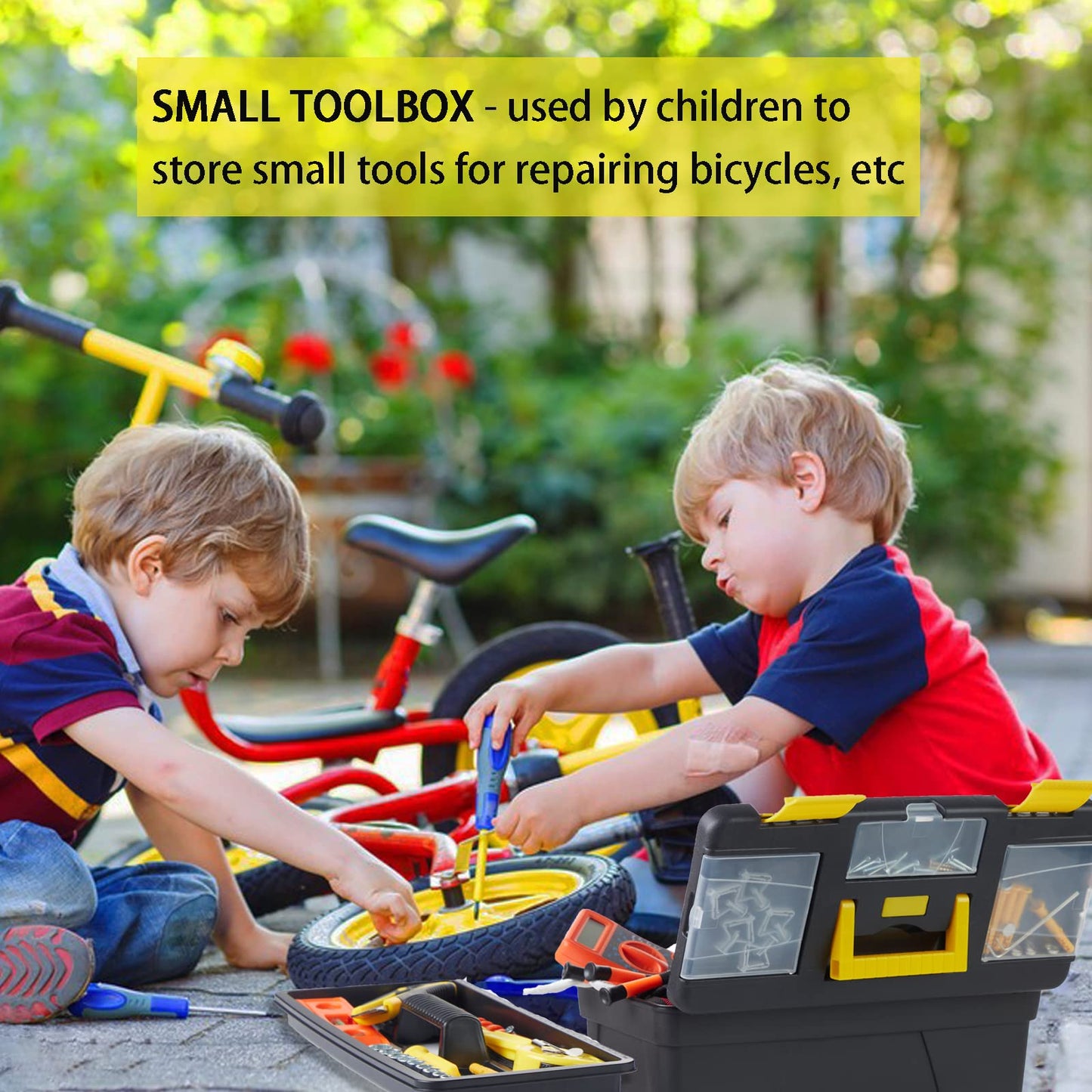 4-Piece Multifunctional Portable Storage Toolbox With Built-In Security Latch,Tray And Magnetic Wristband,Suitable For Home And Professional Repairers. (Size: 11"&12"&13"&14")
