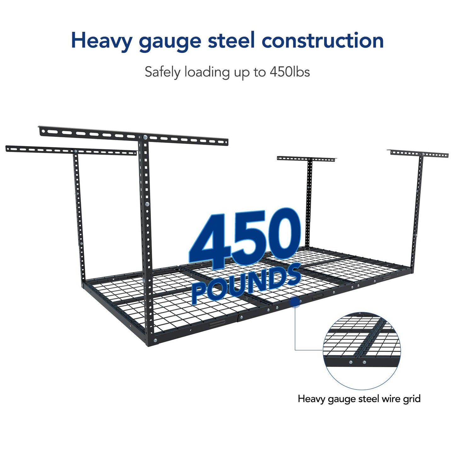 FLEXIMOUNTS 3x6 Overhead Garage Storage Adjustable Ceiling Rack 72" Length x 36" Width x 40" Height, 450lbs Weight Capacity, Black, Classic Series
