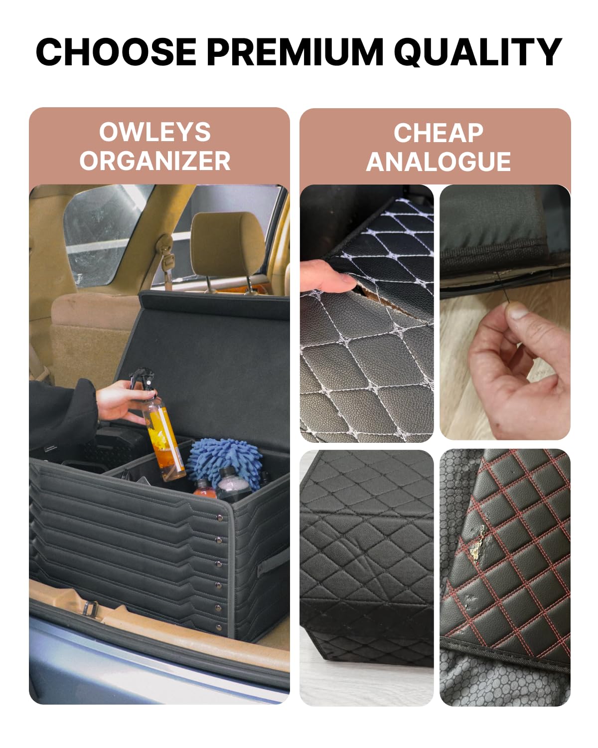 Owleys Car Trunk Organizer For Shoes - Storage Crate For SUV, Sedan Or Truck - Foldable Cargo Bin For Travel Gear & Sports Kits - Practical Holiday Gifts For Drivers (Highway 21.6 inch)