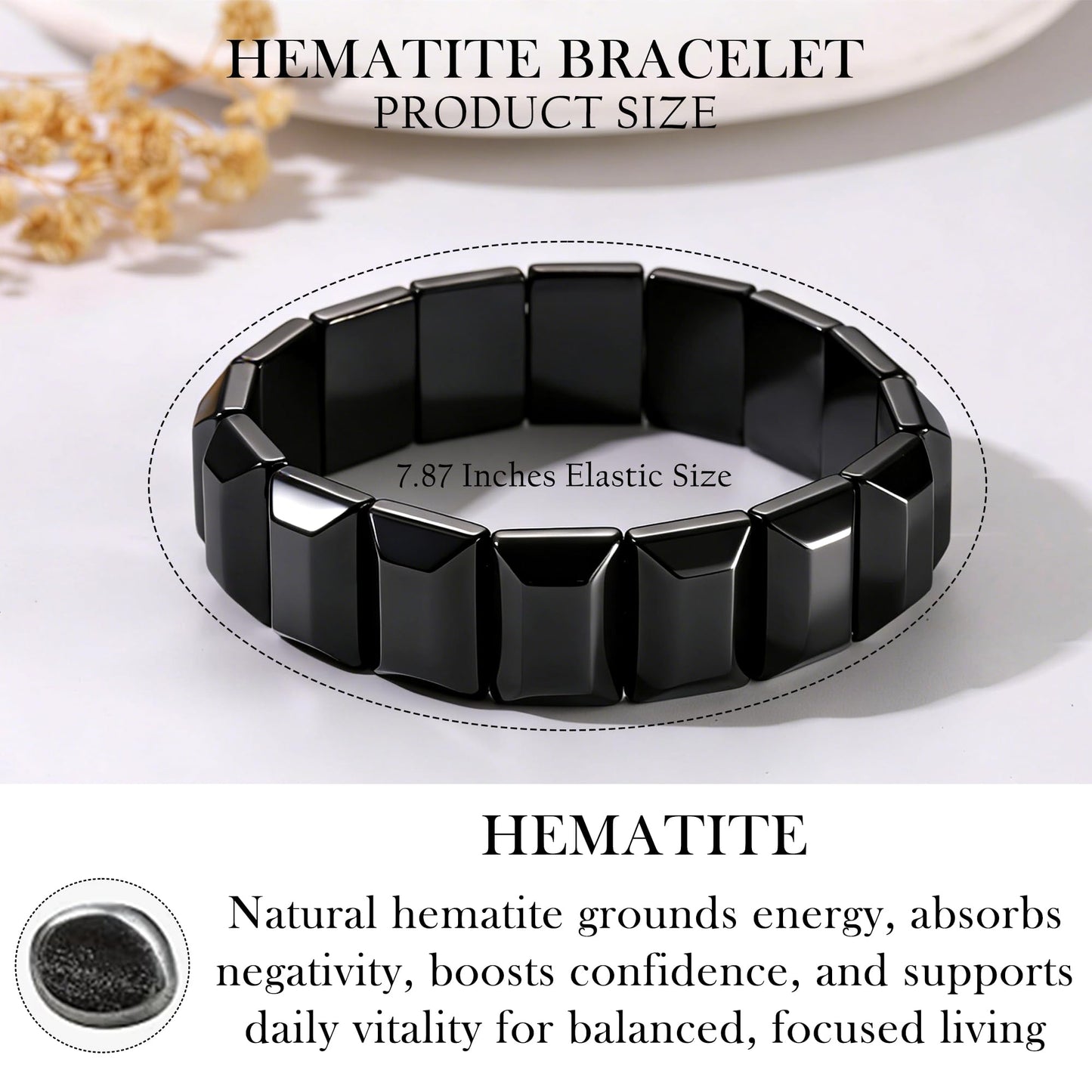 DONYUDE Fathers Day Bracelets Gifts for Husband Hematite Bracelet for Men Birthday Anniversary Jewelry Gifts for Husband Black Hematite Grounding Bracelet Reignite Masculine Energy Motivational Gift