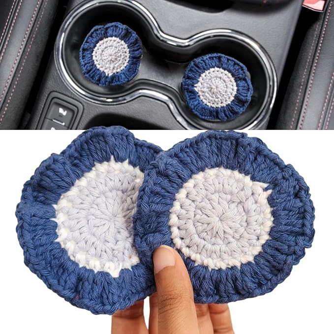 Cotton Crotchet Ruffled Flower Coaster Set (Coastal Breeze)