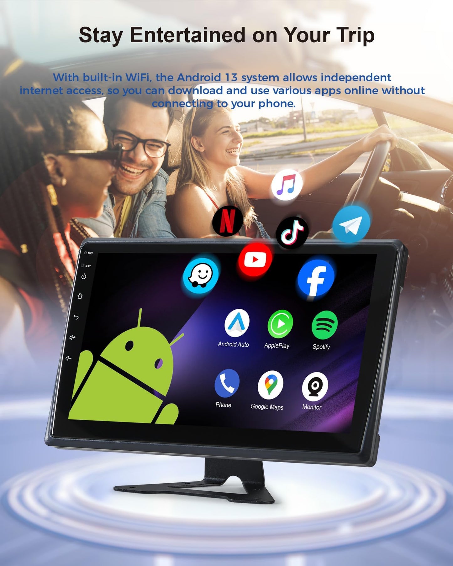 Venluna RV Backup Camera System with Carplay, Wired Security 1080P Cameras with 10.1 inch Android Auto 6 CH Touch Screen, GPS Navigation Loop Recording DVR for RV Semi Truck Trailer Camper