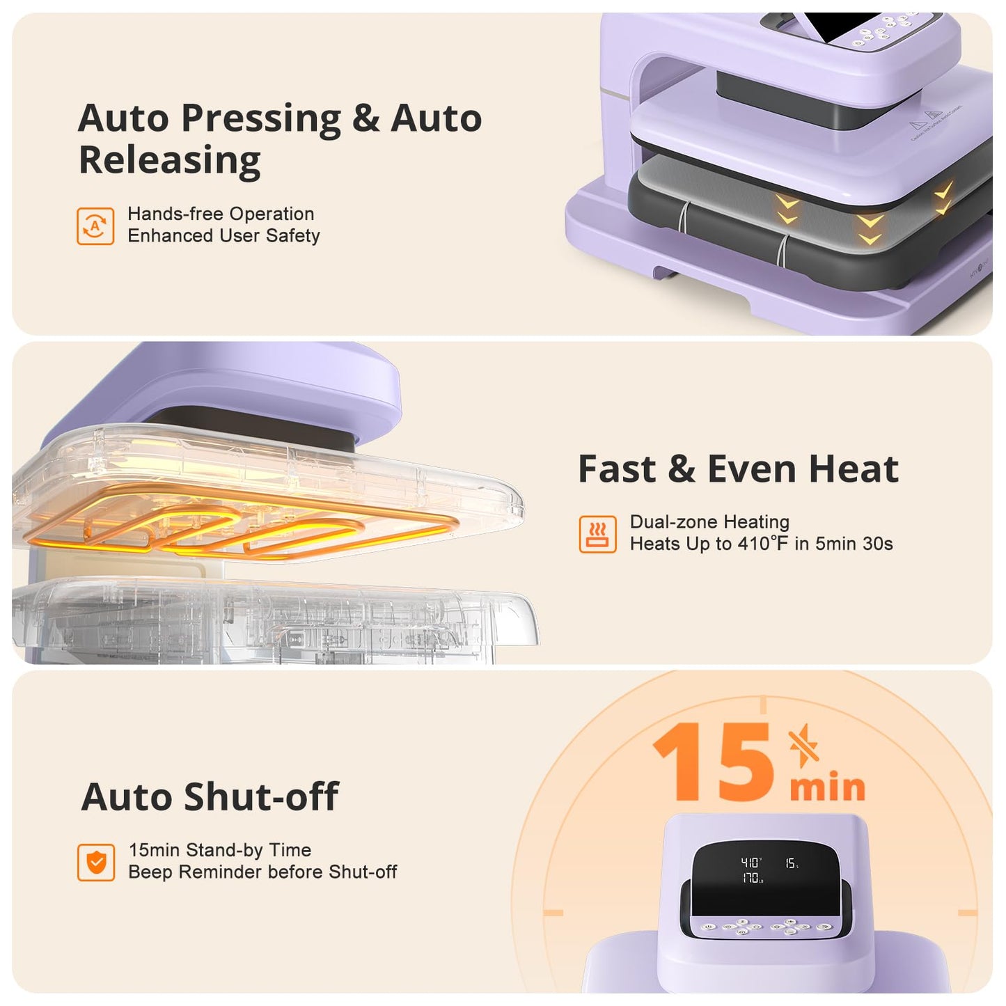 HTVRONT Automatic Heat Press 2 & 20 Pack Patches for Jeans Bundle - White Automatic Heat Press Machine 15" x 15" 110V + Iron on Patches for Clothes