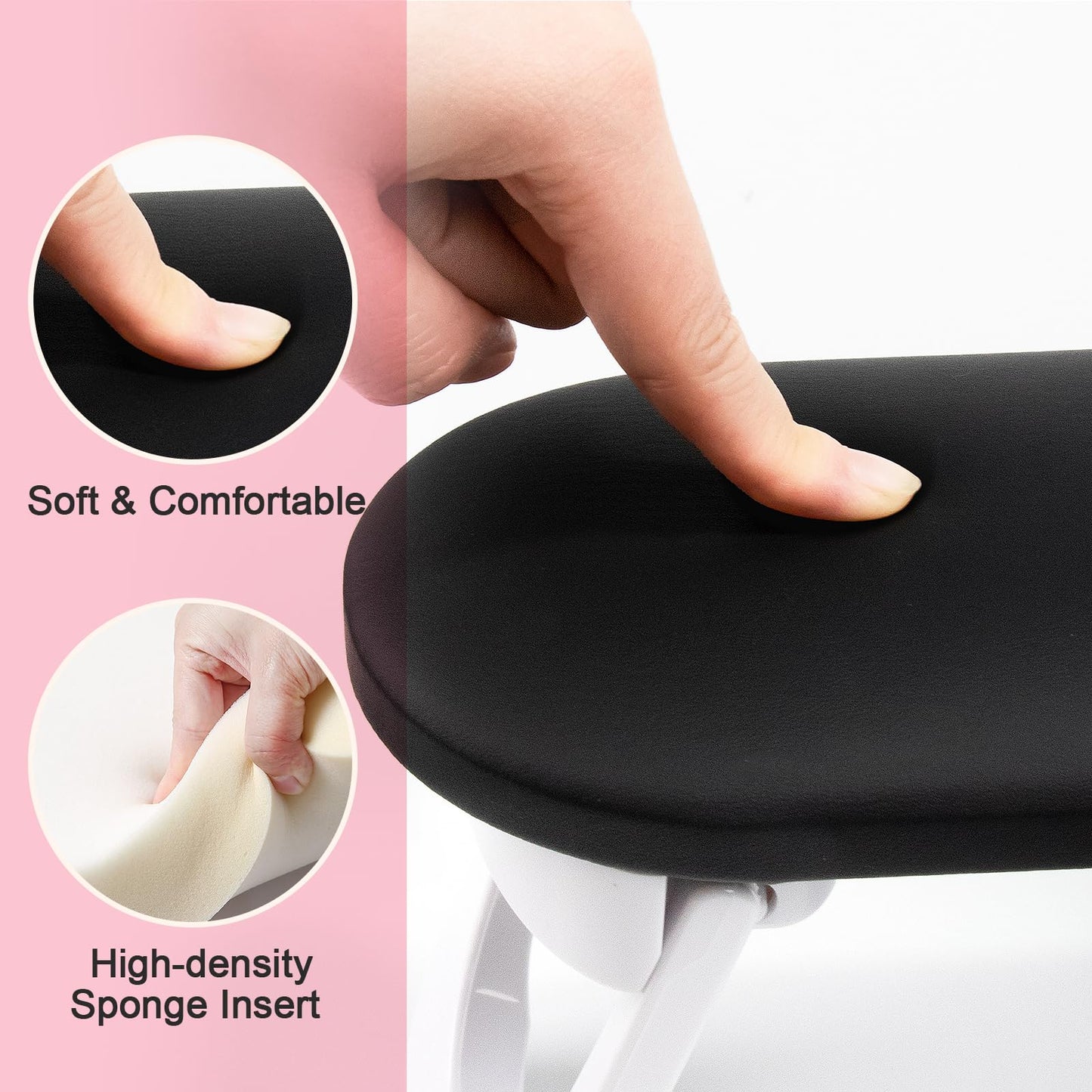 Subay Nail Arm Rest, Foldable PU Leather Manicure Hand Rest for Acrylic Nails Cushion Hand Holder, Nail Arm Rest Pillow Nail Art Tool for Nails Tech Manicure Pedicure Salon Home Use - Black