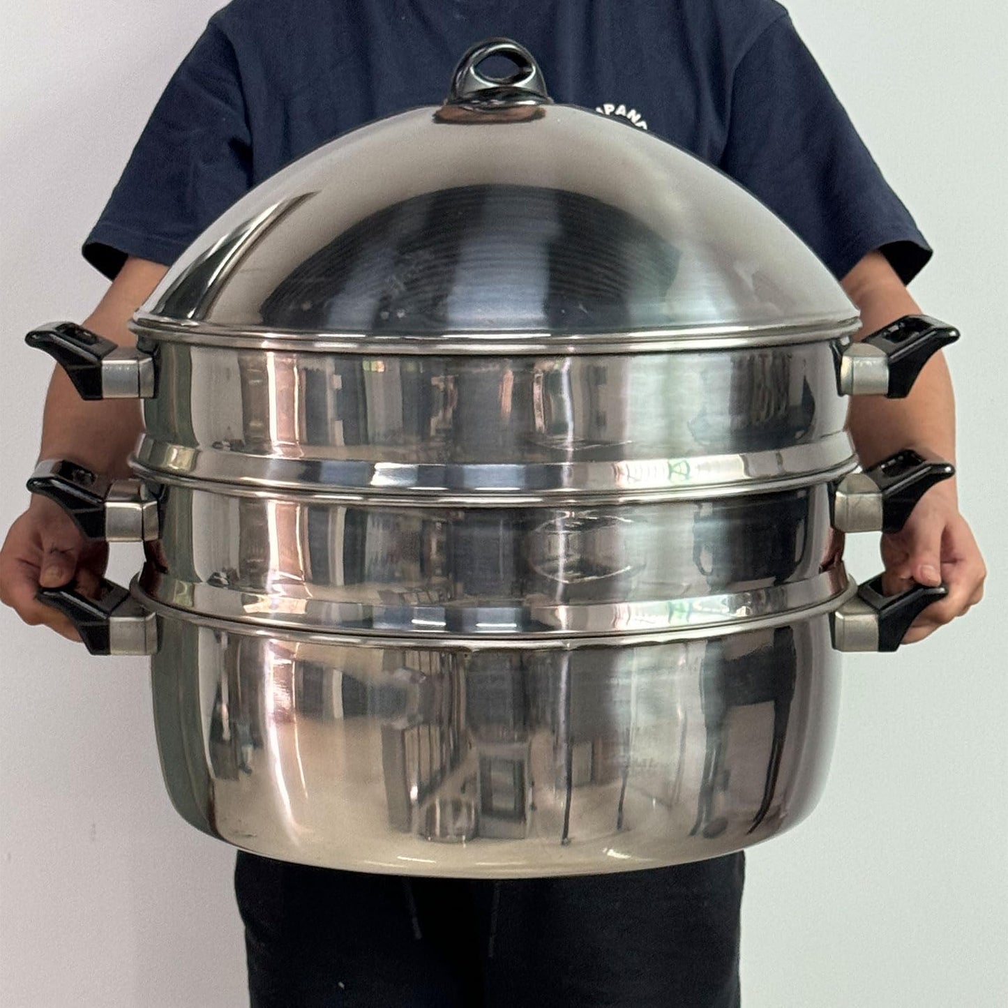 LetFeng Steamer Pot for Cooking 19 inch Steam Pots with Lid 3-Tier Multipurpose Stainless Steel Steaming Pot Cookware with Handle for Vegetable, Dumpling, Stock, Sauce, Food