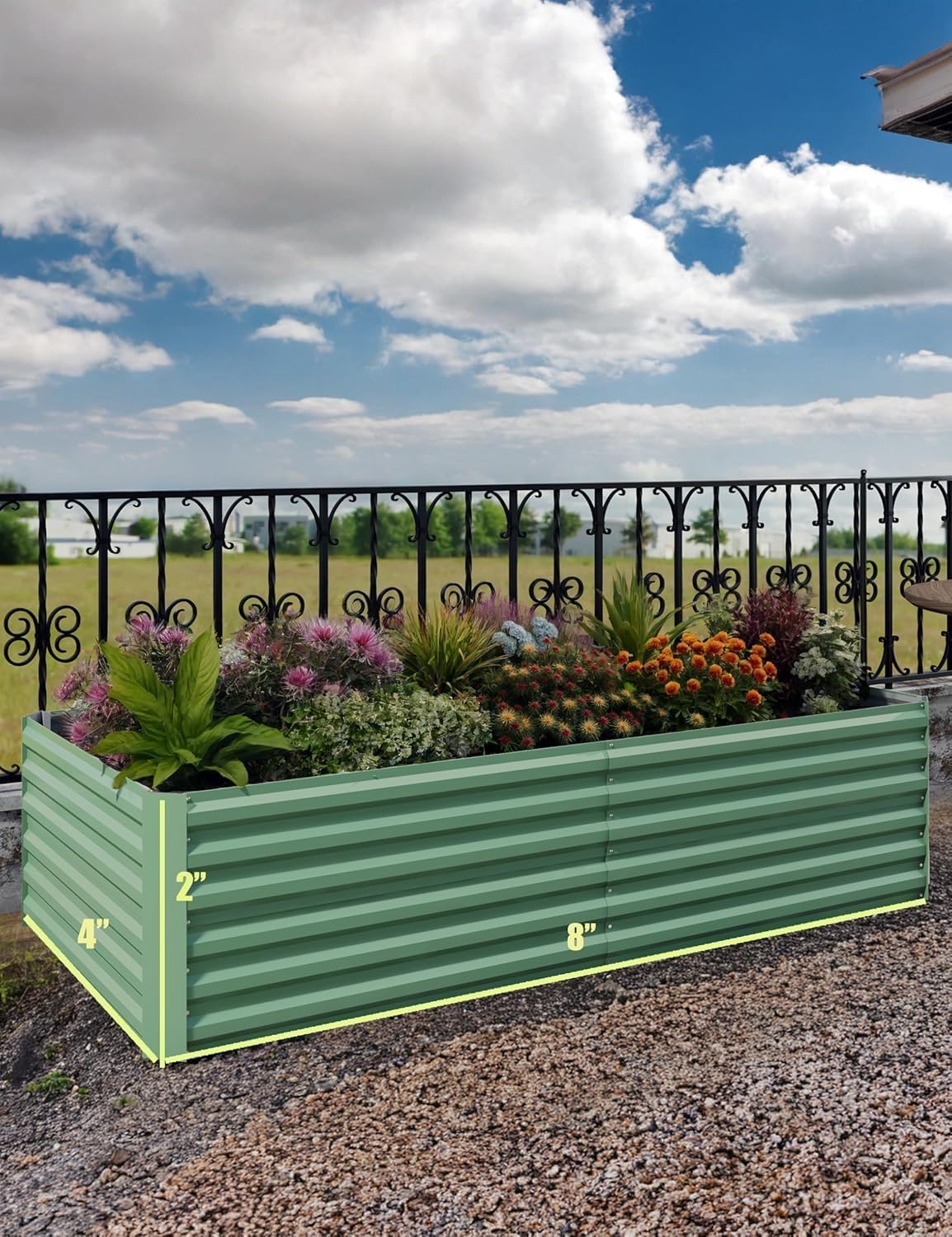 PeacefulHues 2 Pack Galvanized Metal Raised Garden Beds 8x4x2 Ft, 24" Tall Outdoor Large Planter Boxes for Vegetables, Flowers, Herbs & Succulents, Rust-Resistant Steel, Easy Assembly