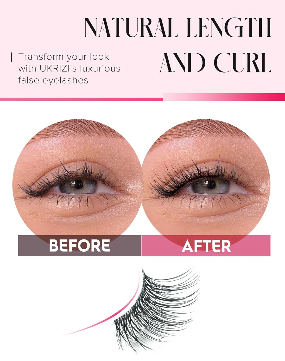 Half Lashes Natural Wispy Corner 3/4 False Eyelashes Clear Band Lashes W02