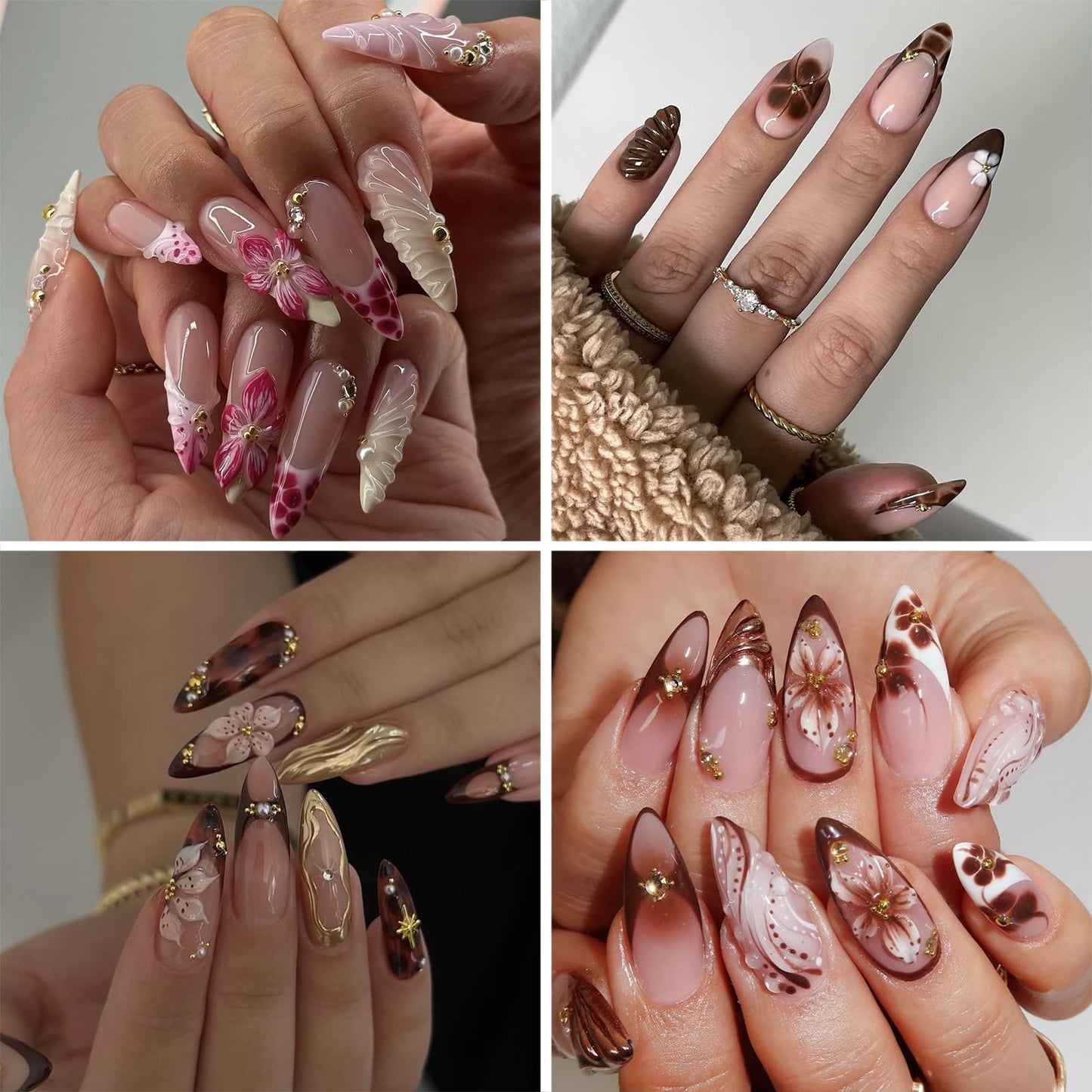 Leopard Print Hibiscus Flowers Nail Art Stickers Embossed Jelly Design Hawaiian Floral Nail Art Supplies Cute French Cheetah Print Nail Art Accessories for Women Manicure Decorations 6 Sheets