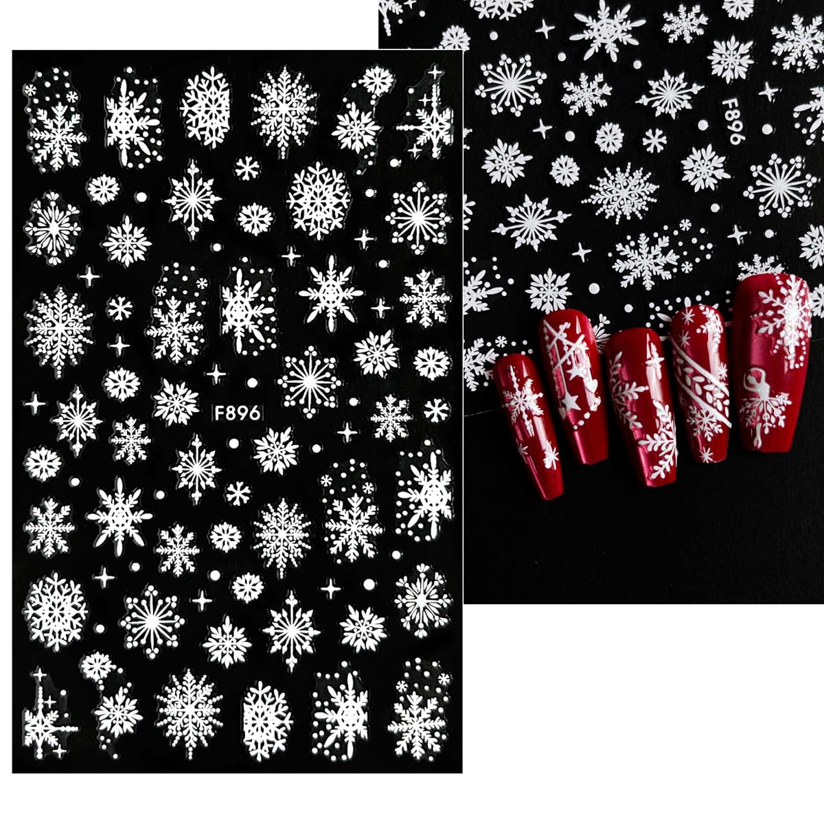 10 Sheets Christmas Nail Art Stickers Snowflake Nail Stickers White Nail Decals Winter Self Adhesive Nail Art Supplies for Women Girls DIY Manicure Nail Art Decorations
