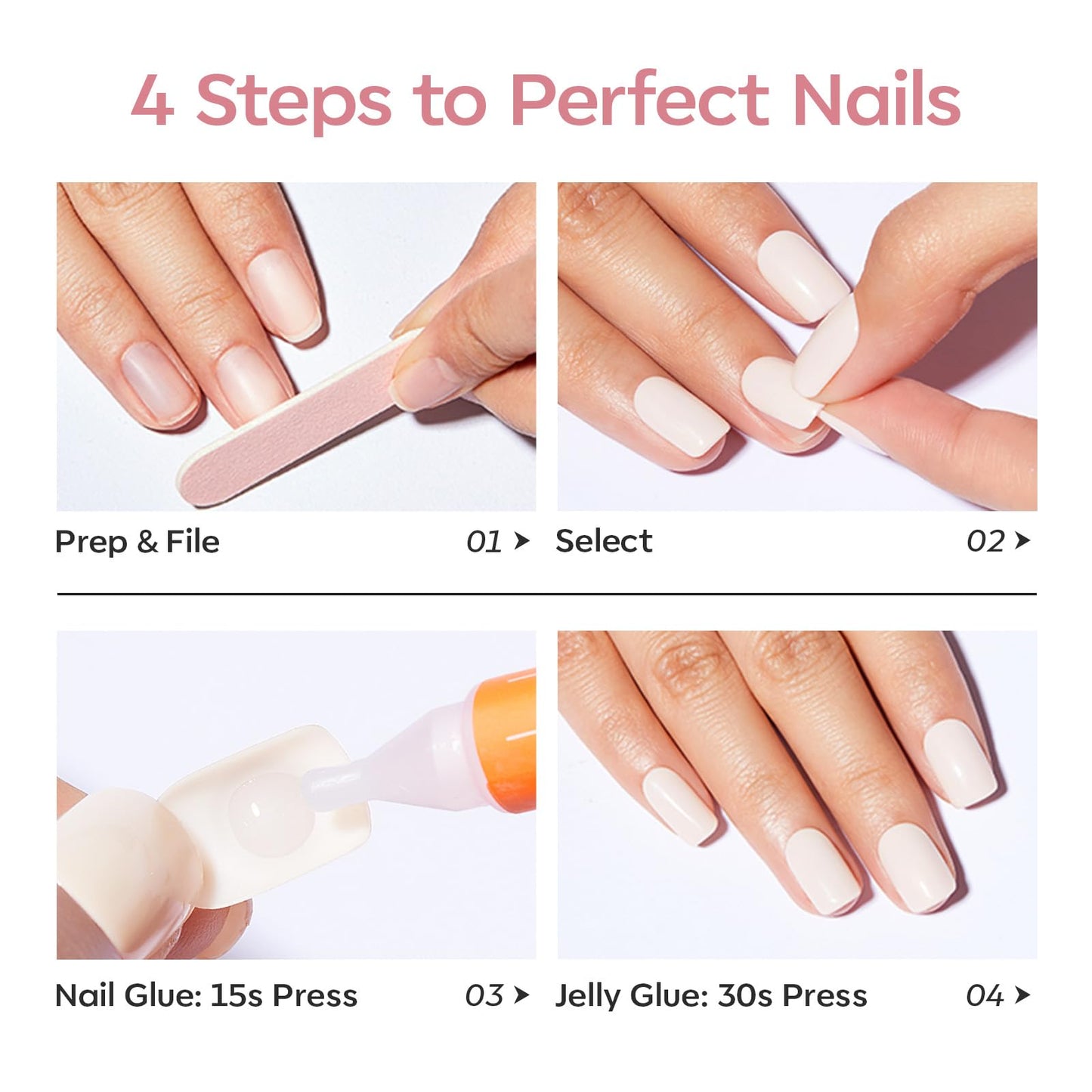 modelones Pink Short Polka Dot Press on Nails, Semi-Transparent Oval Fake Nails Kit Press Ons with Nail Glue, Adhesive Tabs, Nail File, Prep Pad, Manicure Stick, 32Pcs 16 Sizes, Spring Women Girl Gift