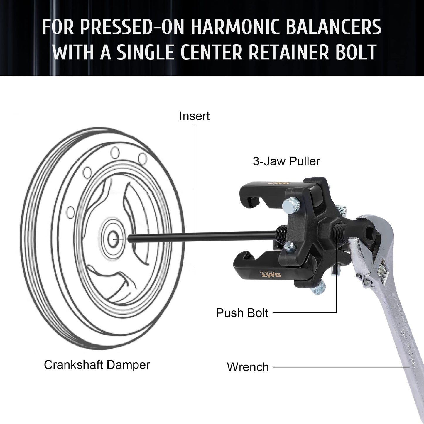 Orion Motor Tech Harmonic Balancer Puller Kit, Adjustable 3-Jaw Puller Set for Removing Harmonic Dampers & Balancers, 3-Jaw Pulley Puller Set Compatible with Chevy GM Chrysler Cadillac Ford More