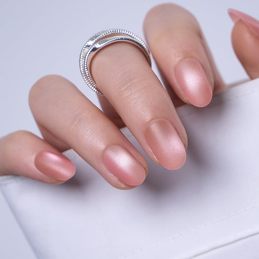 CurvLife Soft Gel Square Press-On Nails, Reusable Fake Nails with Glue & Adhesive Tabs, 30PCS Salon-Quality Stick-On Nails for At-Home Manicure (Pearl Haze)