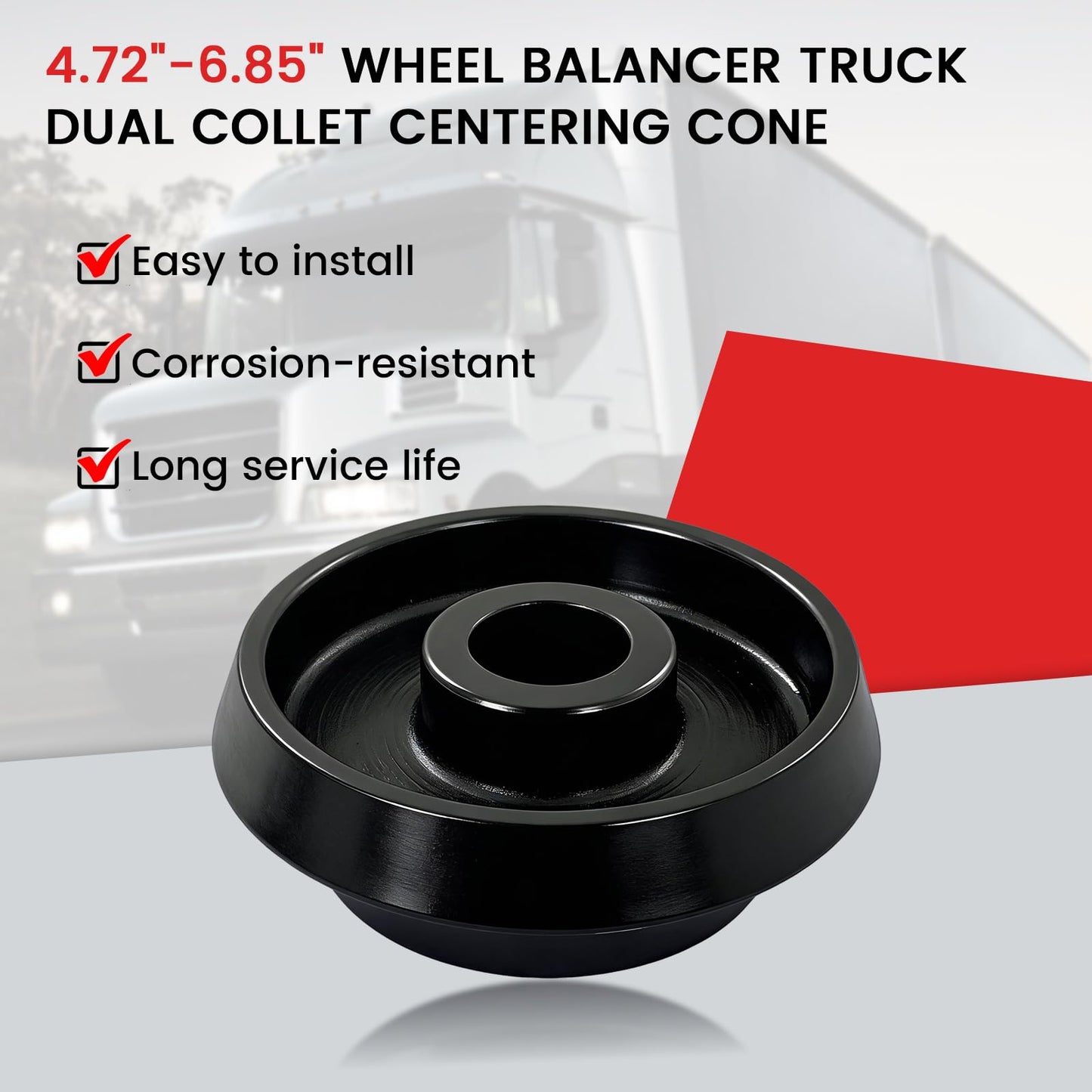 Wheel Balancer Truck Dual Collet Centering Cone 4.72"-6.85" Fit for 40mm Shaft Replace 2051-40 205140