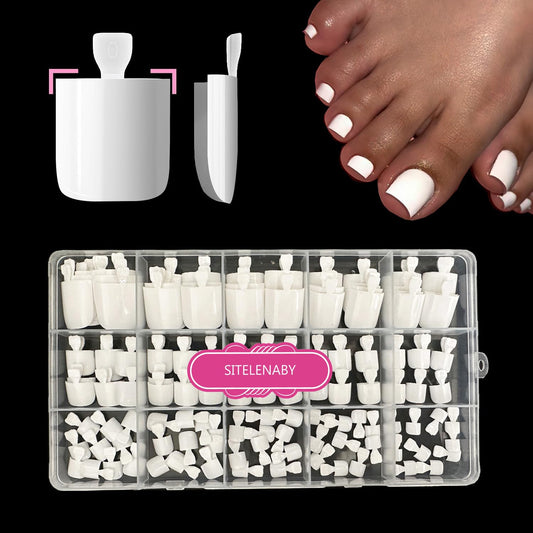 Toe Nail Press ons,SITELENABY Press On Toenails for Women 150 PCS White Fake Toenails Press on Nails,15 Sizes Soft Gel False Toenail Extension,Full Cover Gel Acrylic for Salon X