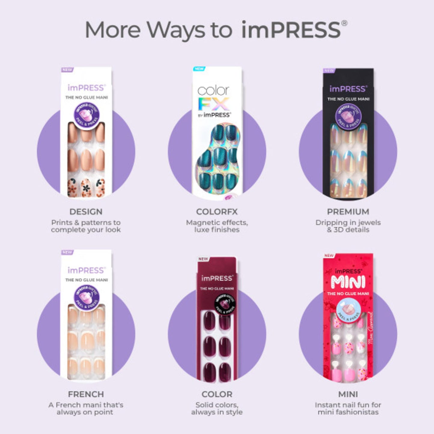 Kiss Impress No Glue Mani Press On Nails, Color, 'All Black', Black, Short Size, Squoval Shape, Includes 30 Nails, Prep Pad, Instructions Sheet, 1 Manicure Stick, 1 Mini File